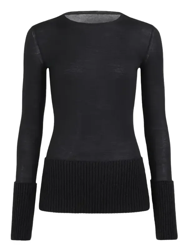 Merino Wool Long-Sleeve Crewneck Top