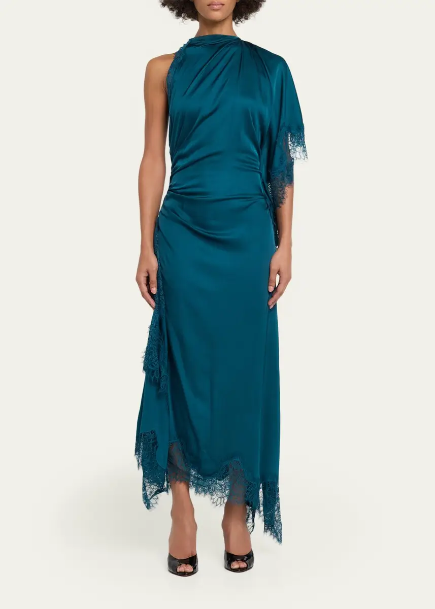 A.L.C. Miriam Draped Satin Lace Dress | Thumbnail 2 A.L.C. Miriam Draped Satin Lace Dress | Thumbnail 2