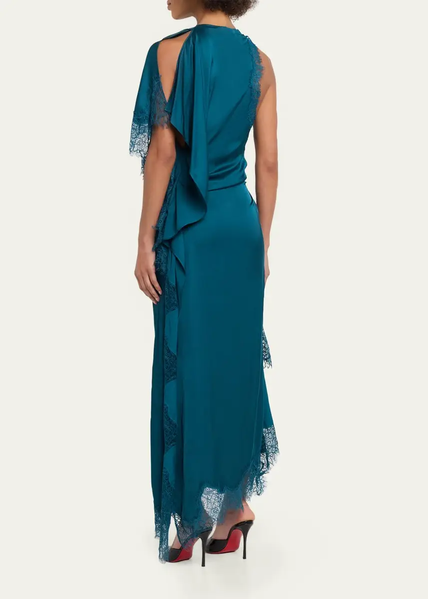 A.L.C. Miriam Draped Satin Lace Dress | Thumbnail 3 A.L.C. Miriam Draped Satin Lace Dress | Thumbnail 3