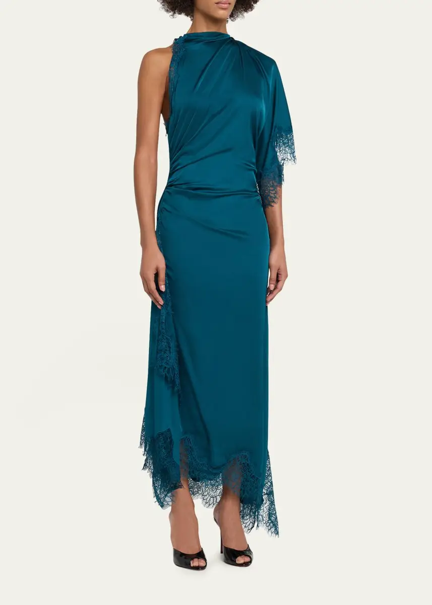 A.L.C. Miriam Draped Satin Lace Dress | Thumbnail 4 A.L.C. Miriam Draped Satin Lace Dress | Thumbnail 4