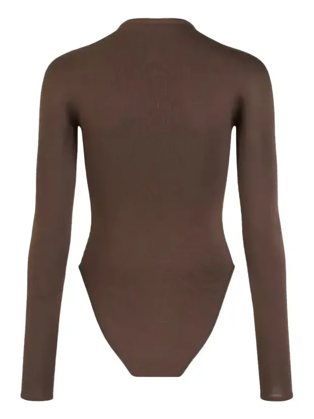 ALAÏA Semi-Sheer Mock-Neck Bodysuit