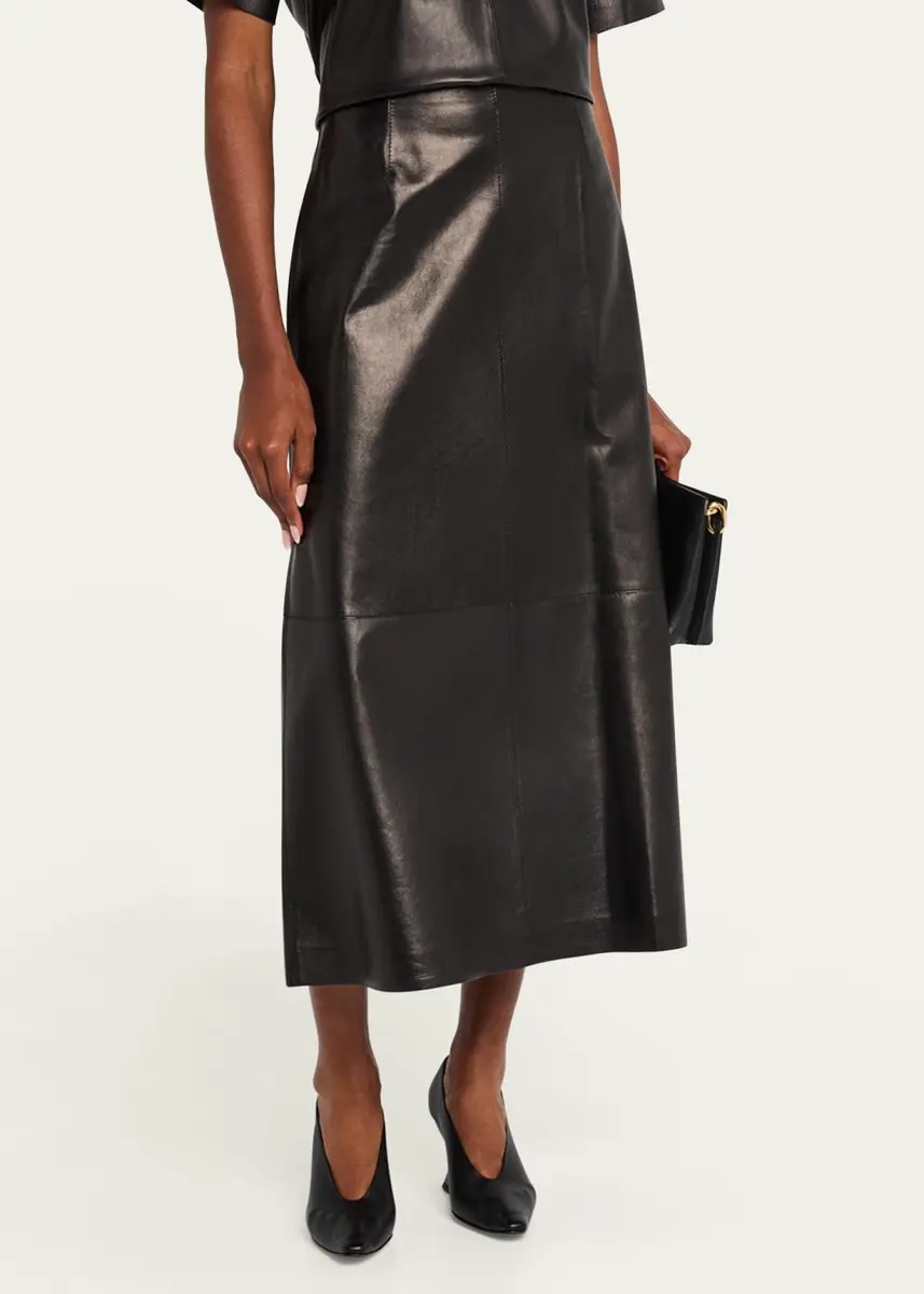 Lafayette 148 New York A-Line Leather Midi Skirt | Thumbnail 4 Lafayette 148 New York A-Line Leather Midi Skirt | Thumbnail 4