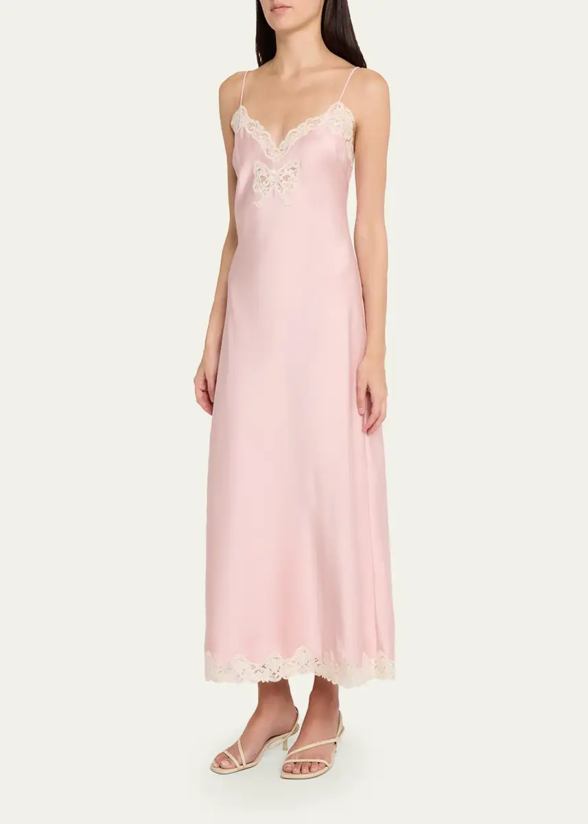 LoveShackFancy Lomira Bow Applique Satin Slip Dress | Thumbnail 4 LoveShackFancy Lomira Bow Applique Satin Slip Dress | Thumbnail 4