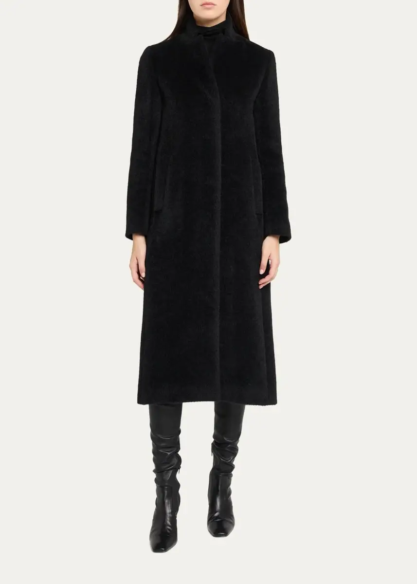 Cinzia Rocca Long Stand-Collar Alpaca Wool Coat | Thumbnail 2 Cinzia Rocca Long Stand-Collar Alpaca Wool Coat | Thumbnail 2