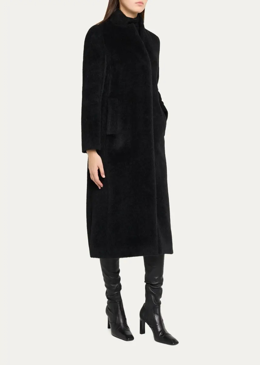Cinzia Rocca Long Stand-Collar Alpaca Wool Coat | Thumbnail 4 Cinzia Rocca Long Stand-Collar Alpaca Wool Coat | Thumbnail 4