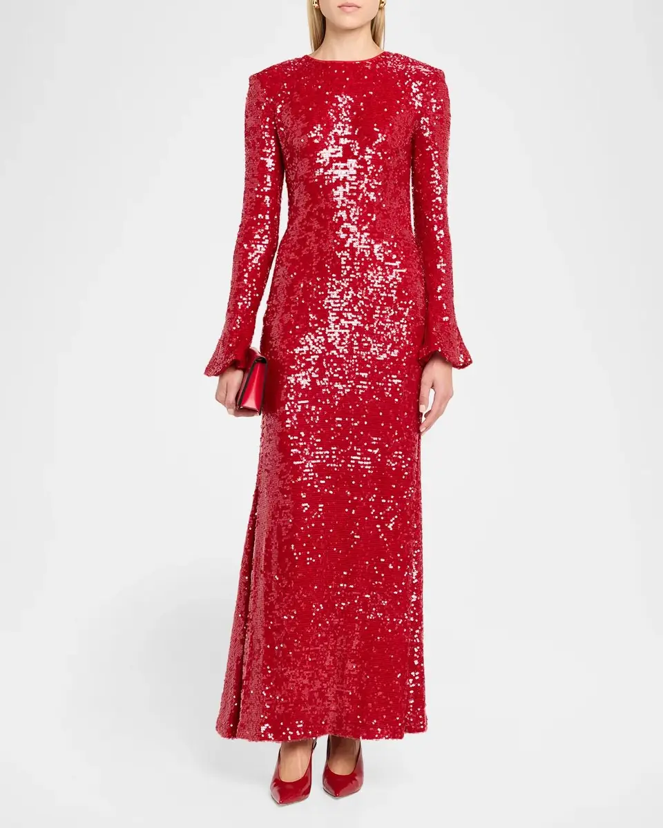 Lapointe Sequined Viscose Flare-Sleeve Maxi Dress | Thumbnail 2 Lapointe Sequined Viscose Flare-Sleeve Maxi Dress | Thumbnail 2
