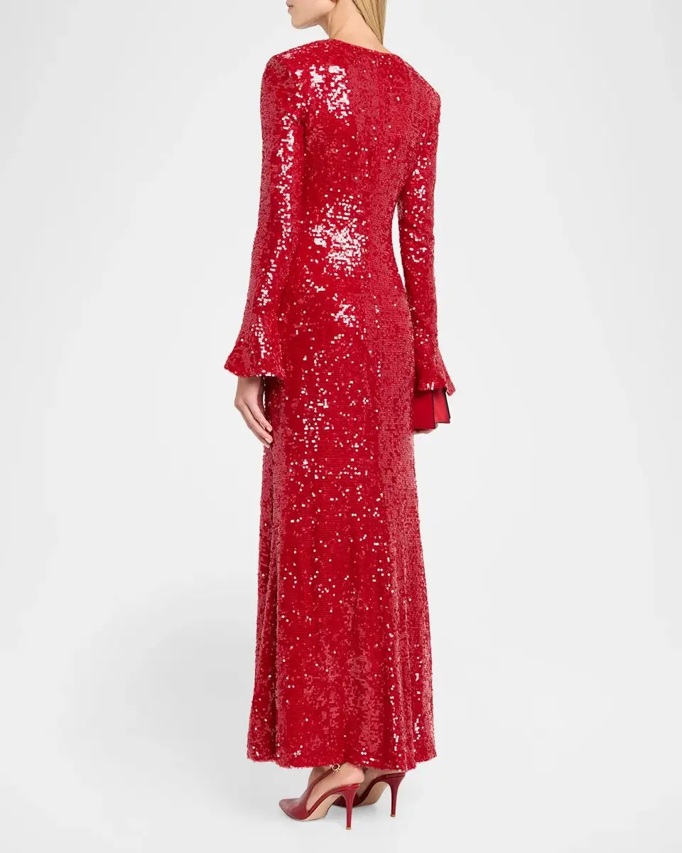 Lapointe Sequined Viscose Flare-Sleeve Maxi Dress | Thumbnail 3 Lapointe Sequined Viscose Flare-Sleeve Maxi Dress | Thumbnail 3