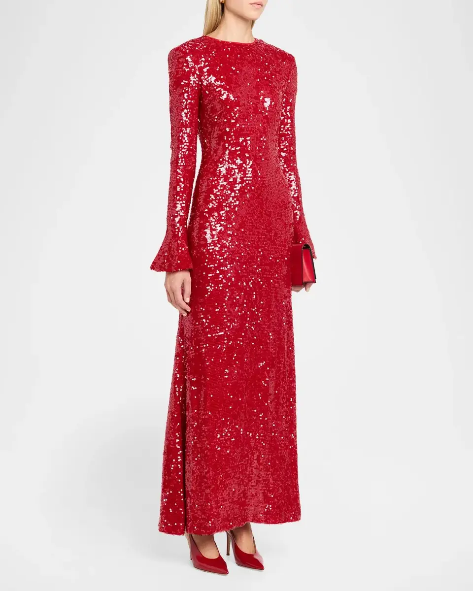 Lapointe Sequined Viscose Flare-Sleeve Maxi Dress | Thumbnail 4 Lapointe Sequined Viscose Flare-Sleeve Maxi Dress | Thumbnail 4