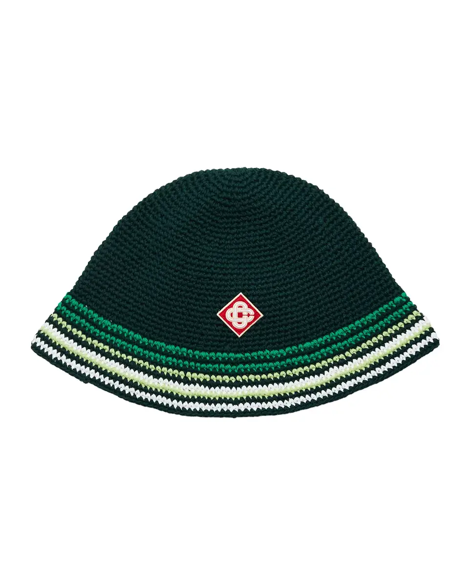 Casablanca Men's Striped Crochet Cotton Bucket Hat | Thumbnail 2 Casablanca Men's Striped Crochet Cotton Bucket Hat | Thumbnail 2