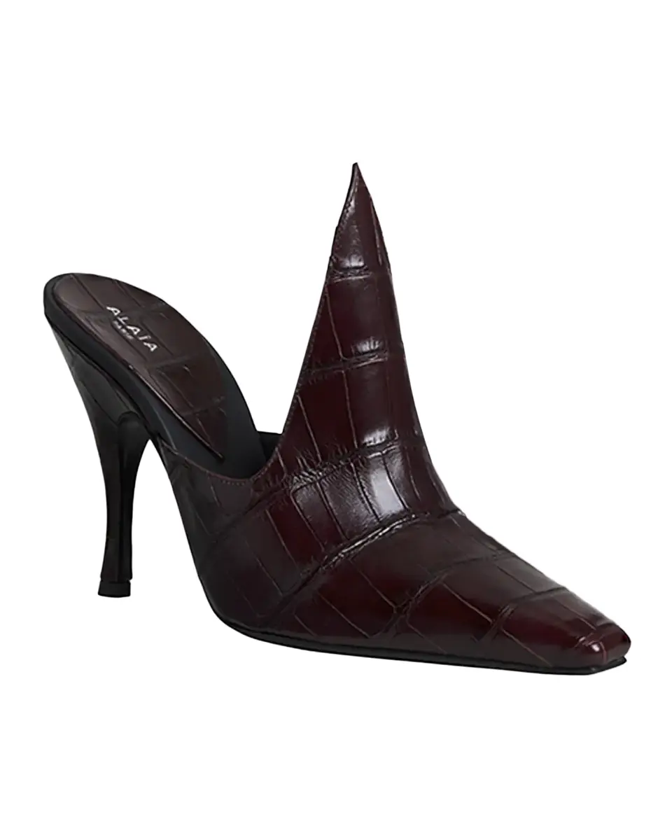 Alaïa 100mm Court Croc-Embossed Leather Mules | Thumbnail 2 Alaïa 100mm Court Croc-Embossed Leather Mules | Thumbnail 2