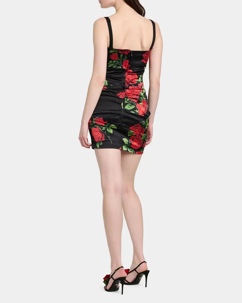 Dolce & Gabbana Floral Stretch-Silk Ruched Minidress | Thumbnail 4