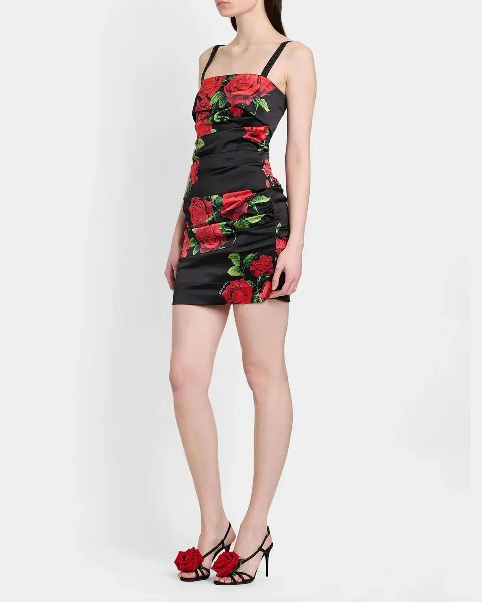 Dolce & Gabbana Floral Stretch-Silk Ruched Minidress | Thumbnail 5