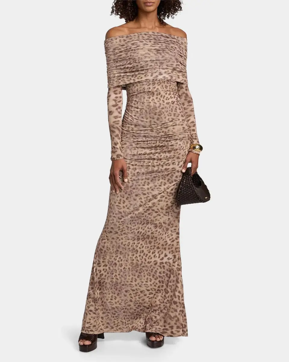 Lapointe Printed Jersey Off-The-Shoulder Maxi Dress | Thumbnail 4 Lapointe Printed Jersey Off-The-Shoulder Maxi Dress | Thumbnail 4