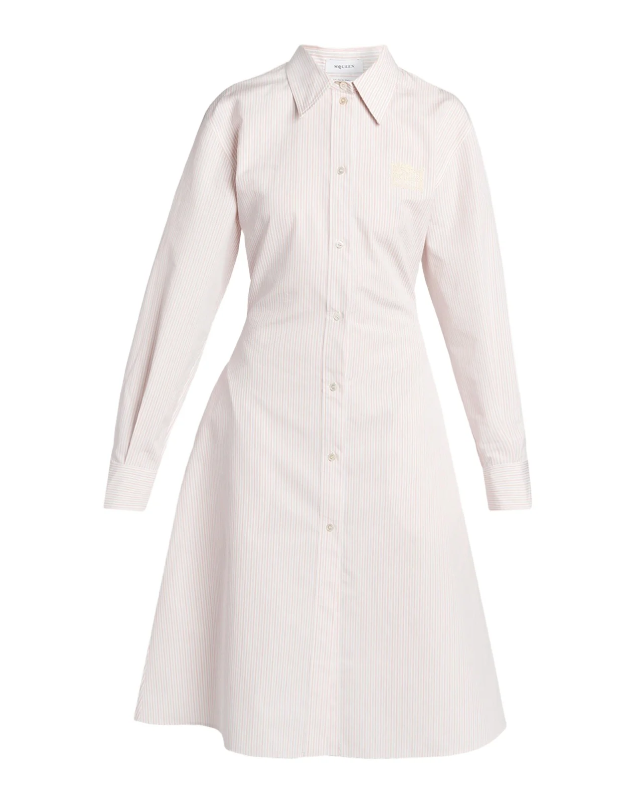 Striped Cotton-Silk Lace-Up Shirtdress Striped Cotton-Silk Lace-Up Shirtdress