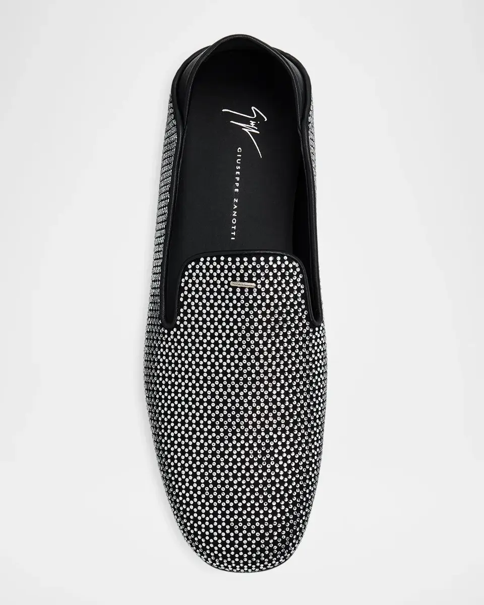 Giuseppe Zanotti Men's Suede Crystal-Embellished Loafers | Thumbnail 4 Giuseppe Zanotti Men's Suede Crystal-Embellished Loafers | Thumbnail 4