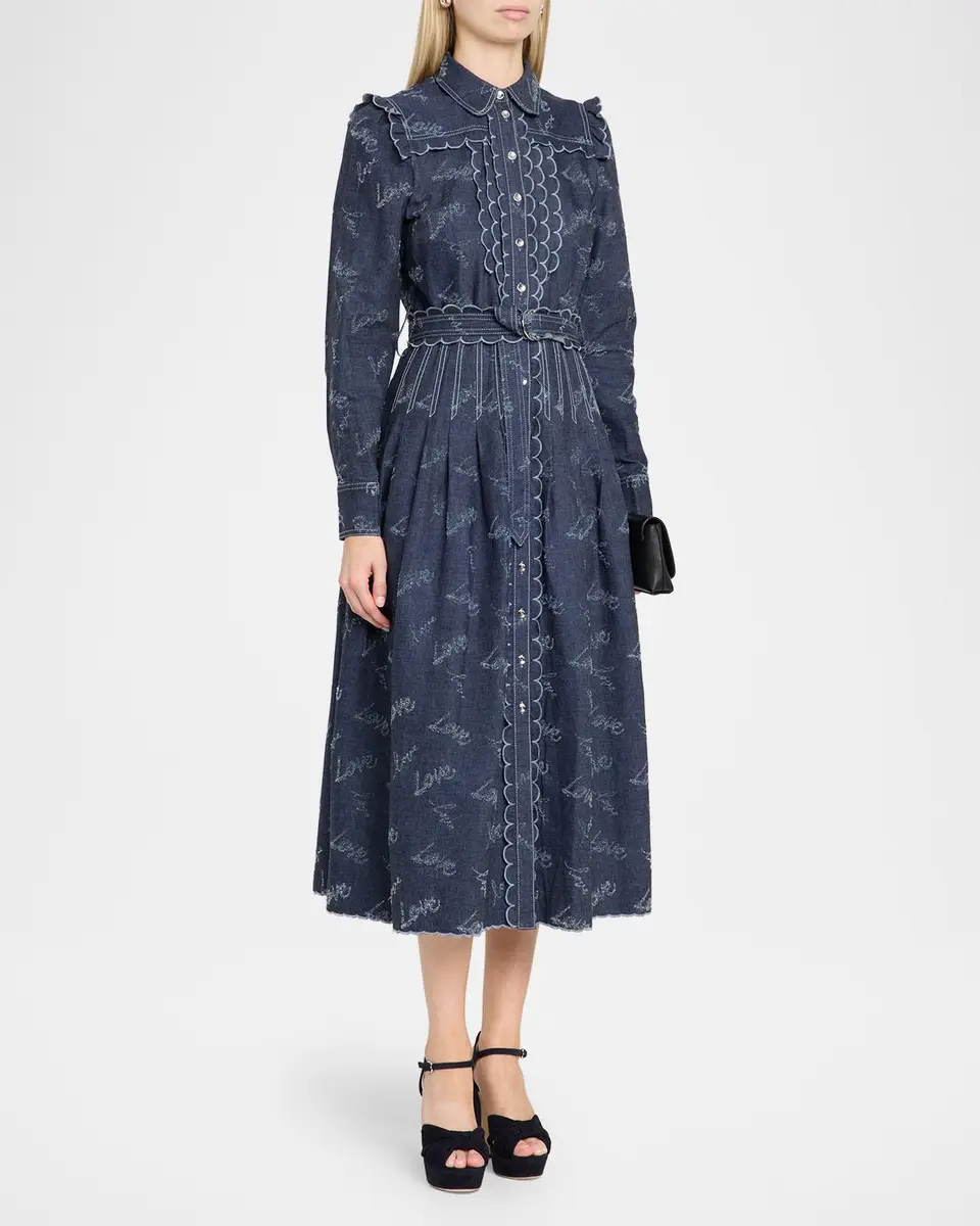 MAISON COMMON Belted Embroidered Chambray Midi Shirtdress | Thumbnail 4 MAISON COMMON Belted Embroidered Chambray Midi Shirtdress | Thumbnail 4
