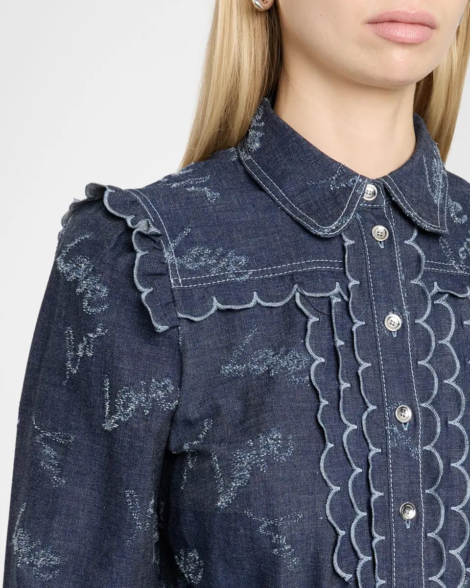 MAISON COMMON Belted Embroidered Chambray Midi Shirtdress | Thumbnail 5 MAISON COMMON Belted Embroidered Chambray Midi Shirtdress | Thumbnail 5