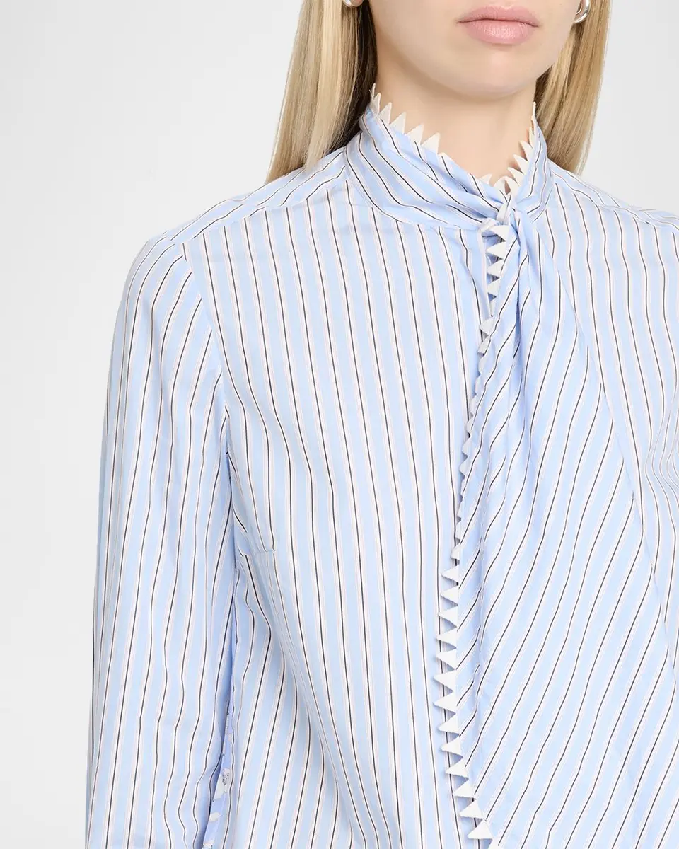 MAISON COMMON Striped Cotton Neck-Scarf Button-Down Shirt | Thumbnail 5 MAISON COMMON Striped Cotton Neck-Scarf Button-Down Shirt | Thumbnail 5
