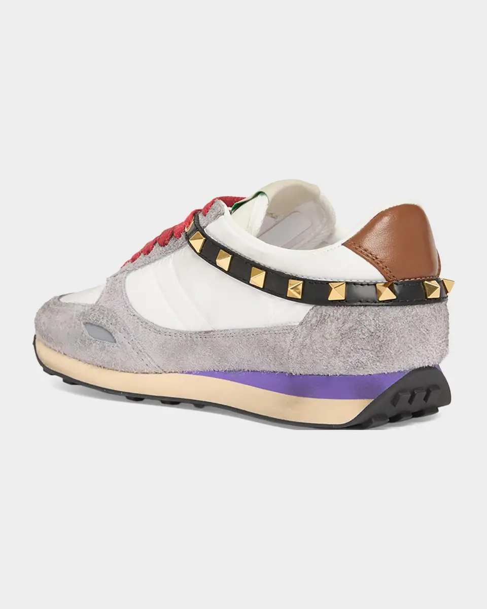 Valentino Garavani Embroidered Rockstud Low-Top Sneakers | Thumbnail 4 Valentino Garavani Embroidered Rockstud Low-Top Sneakers | Thumbnail 4