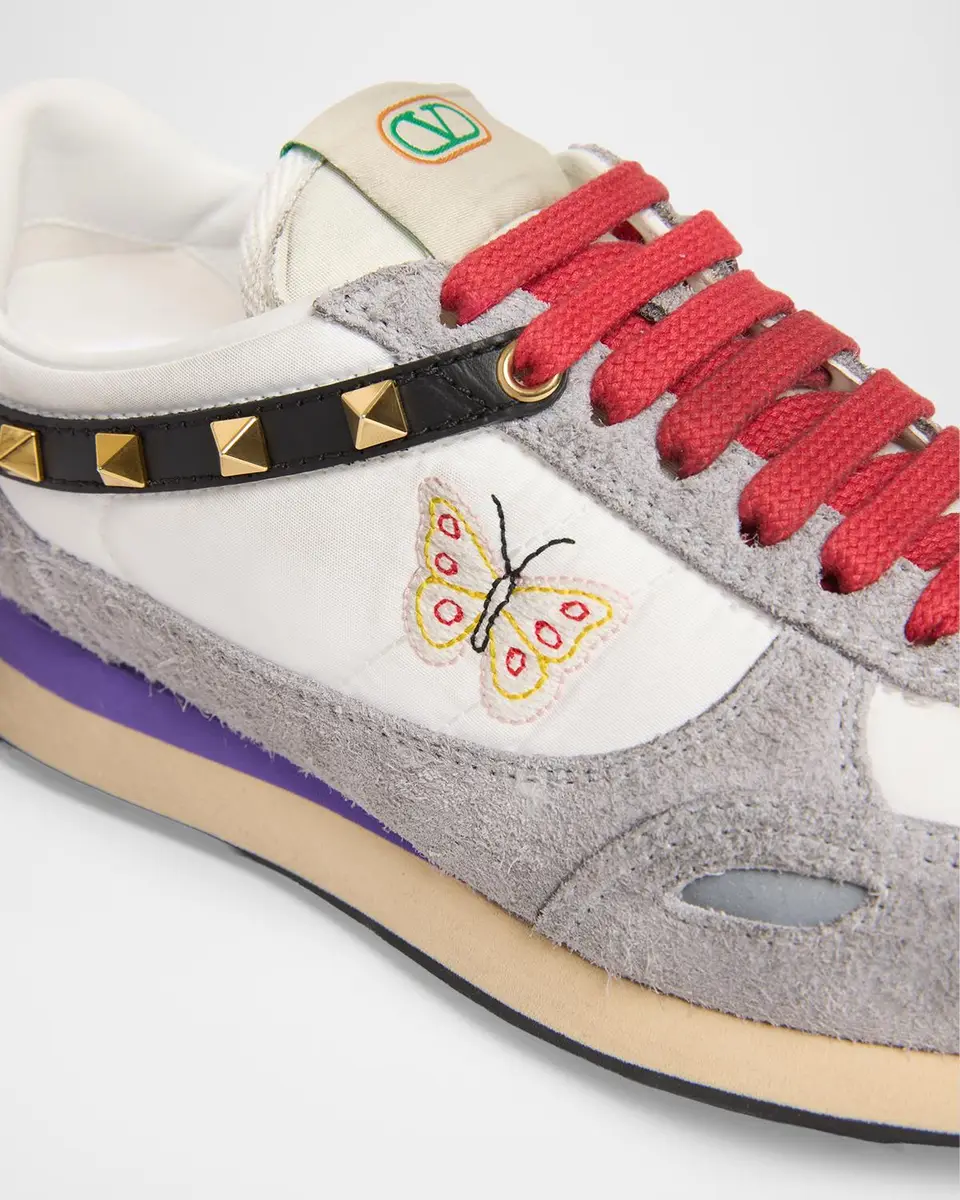 Valentino Garavani Embroidered Rockstud Low-Top Sneakers | Thumbnail 5 Valentino Garavani Embroidered Rockstud Low-Top Sneakers | Thumbnail 5
