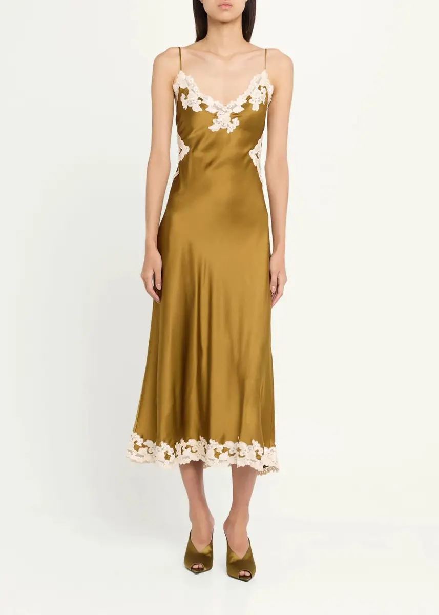 Ronny Kobo Men's Lalita Stretch-Silk A-Line Midi Dress | Thumbnail 2