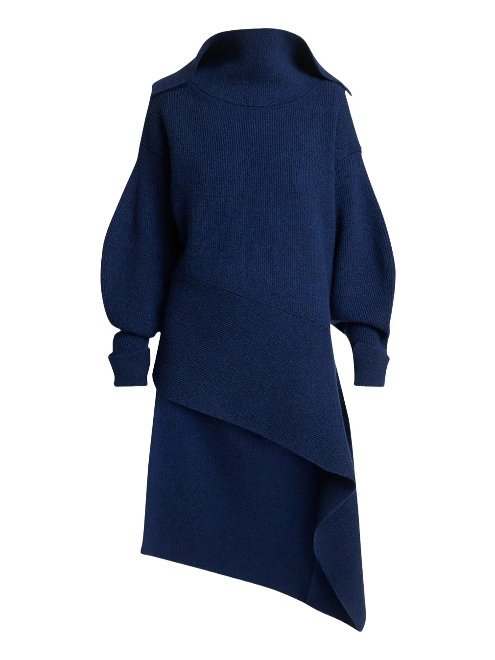 High-Neck Slashed Wool-Cashmere Asymmetric Mini Sweater Dress High-Neck Slashed Wool-Cashmere Asymmetric Mini Sweater Dress