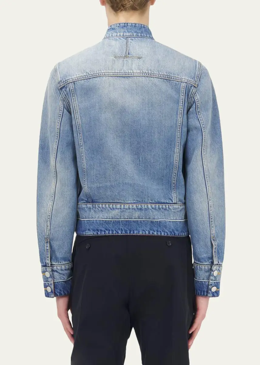 Alexander McQueen Men's Band-Collar Denim Jacket | Thumbnail 2 Alexander McQueen Men's Band-Collar Denim Jacket | Thumbnail 2