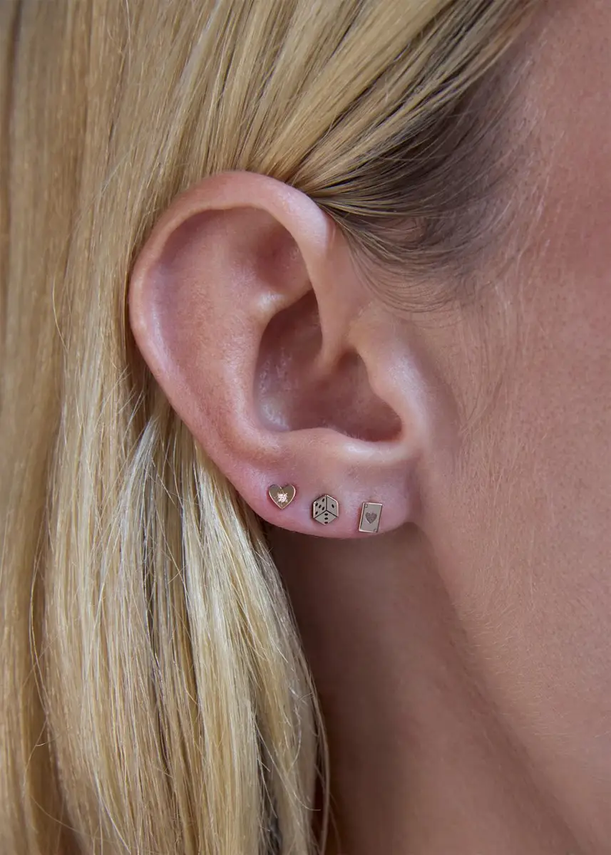 Zoë Chicco 18K Itty Bitty Diamond Heart Stud Earring, Single | Thumbnail 2 Zoë Chicco 18K Itty Bitty Diamond Heart Stud Earring, Single | Thumbnail 2