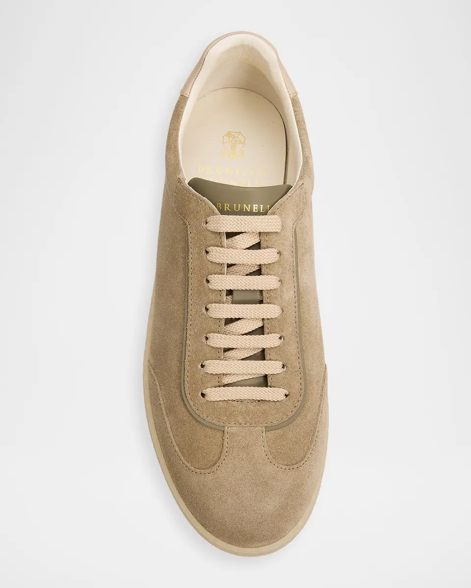Brunello Cucinelli Men's Suede T-Toe Low-Top Sneakers | Thumbnail 6 Brunello Cucinelli Men's Suede T-Toe Low-Top Sneakers | Thumbnail 6