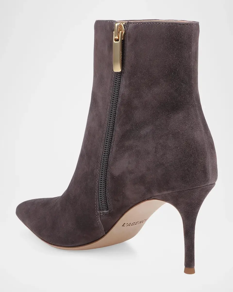 L'Agence Houston 75MM Suede Stiletto Booties | Thumbnail 3 L'Agence Houston 75MM Suede Stiletto Booties | Thumbnail 3