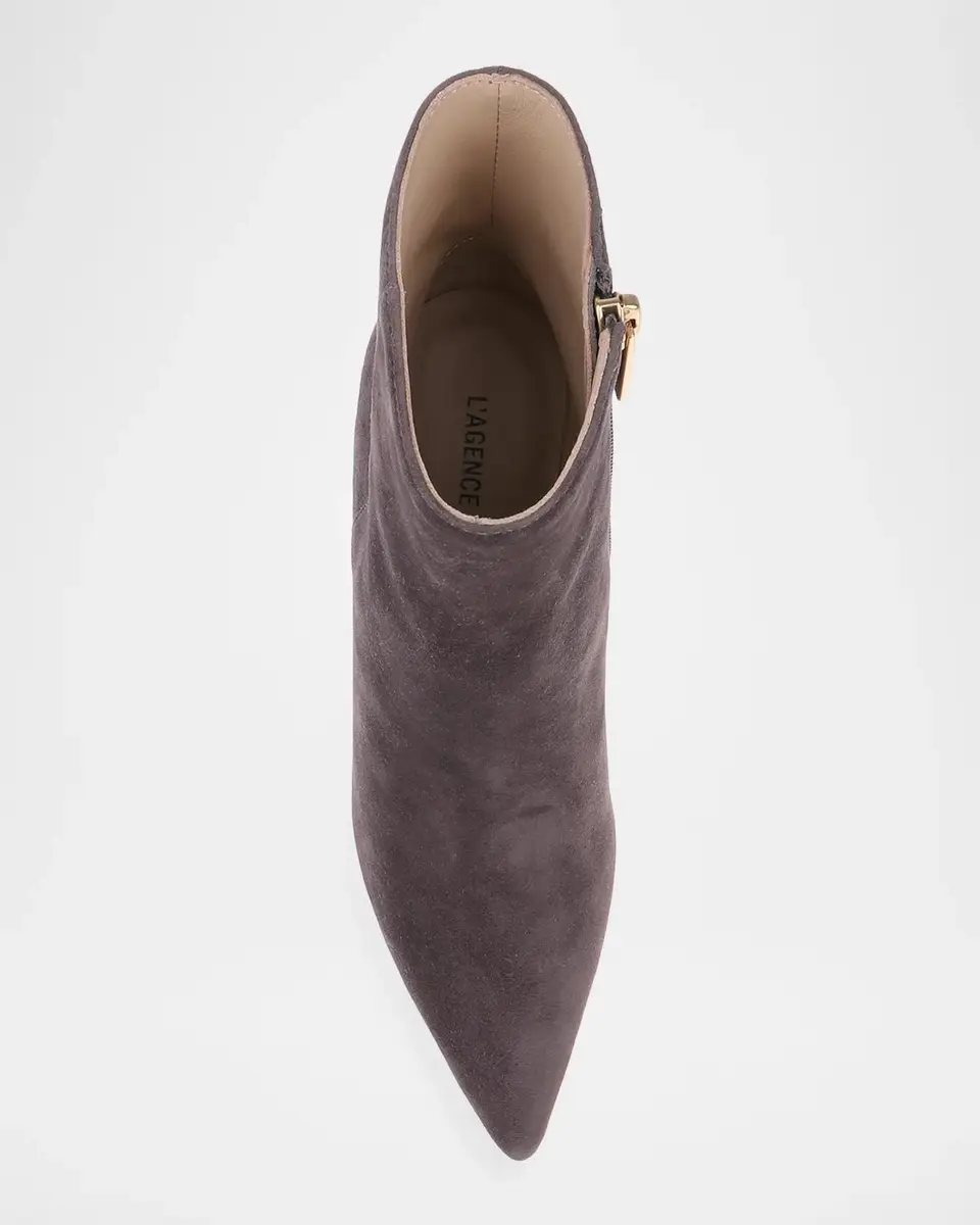 L'Agence Houston 75MM Suede Stiletto Booties | Thumbnail 4 L'Agence Houston 75MM Suede Stiletto Booties | Thumbnail 4