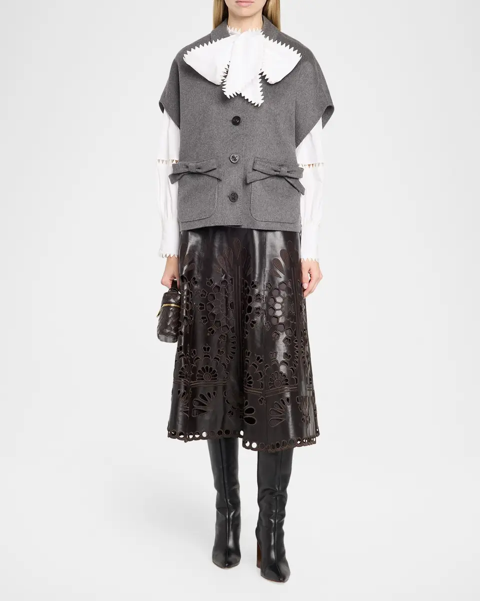 MAISON COMMON Embroidered Vegan Leather Midi Skirt | Thumbnail 2 MAISON COMMON Embroidered Vegan Leather Midi Skirt | Thumbnail 2