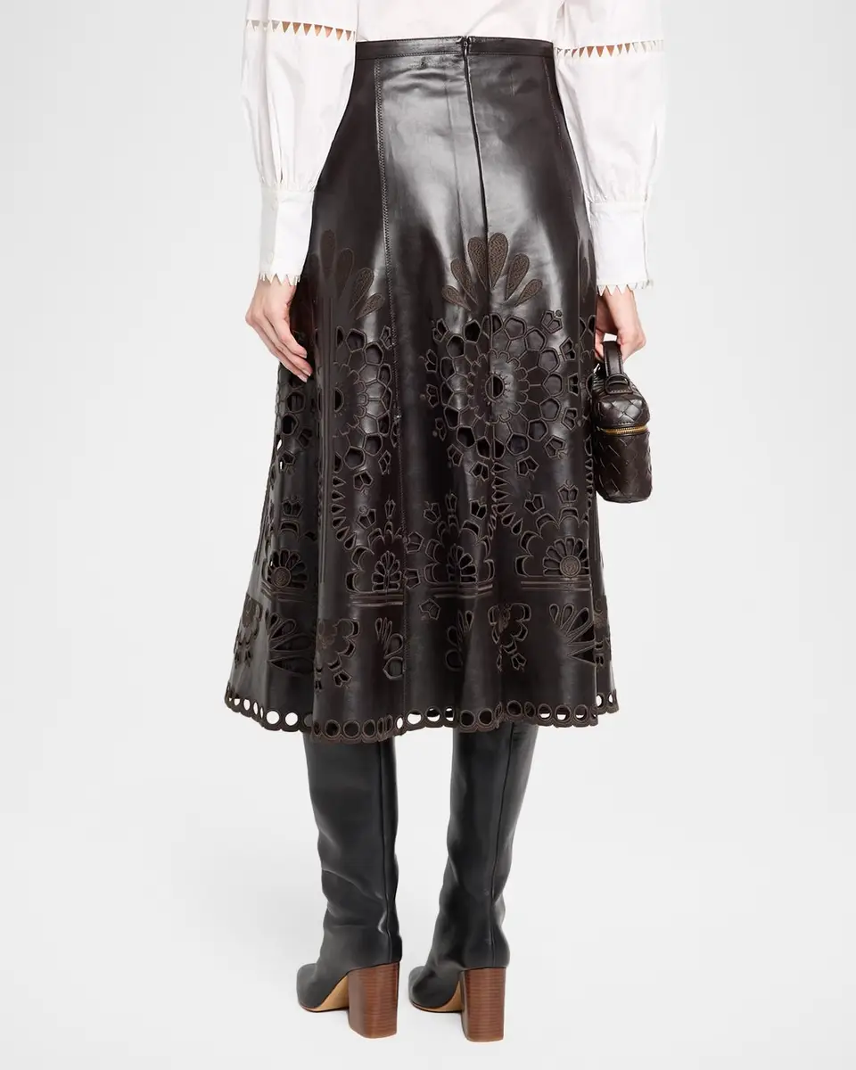 MAISON COMMON Embroidered Vegan Leather Midi Skirt | Thumbnail 3 MAISON COMMON Embroidered Vegan Leather Midi Skirt | Thumbnail 3