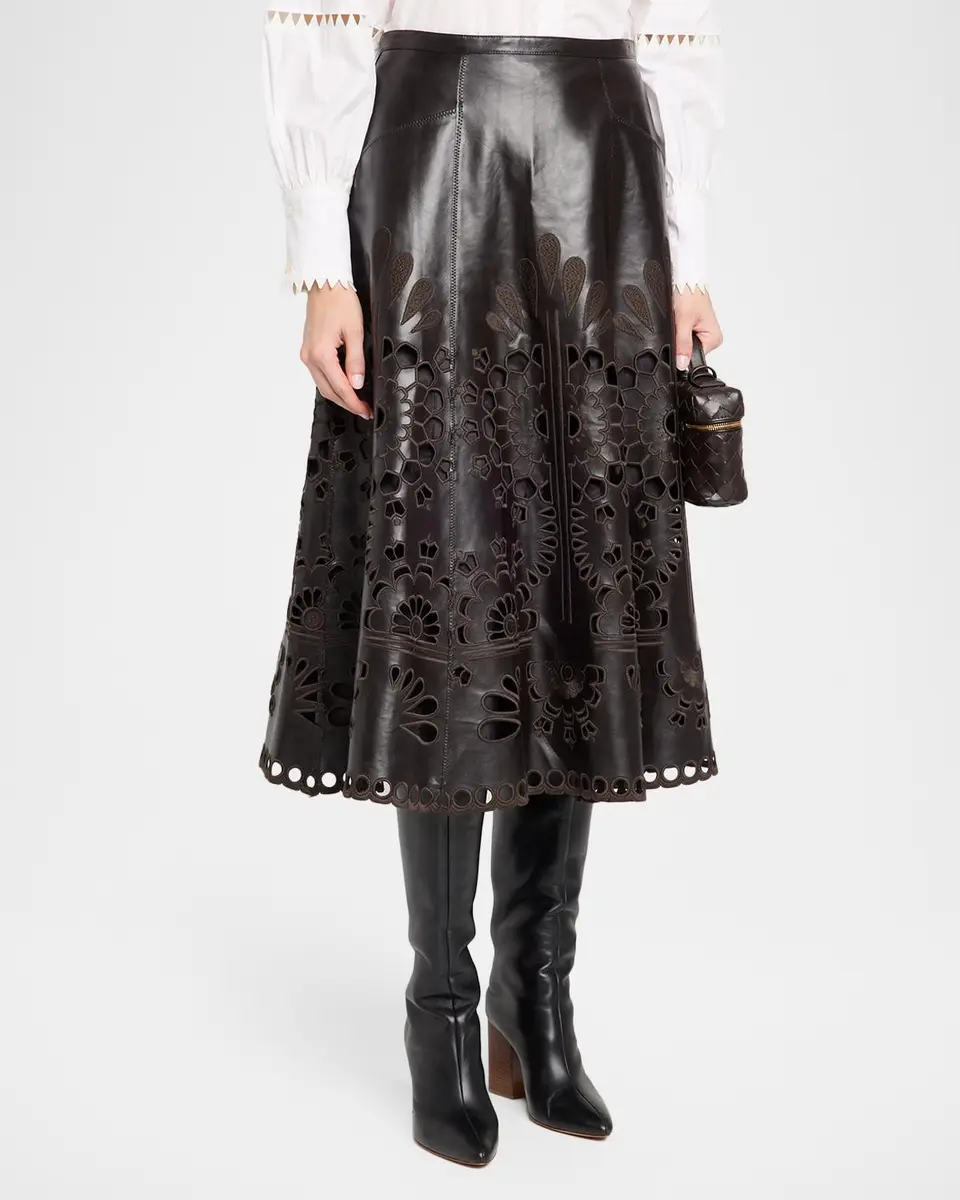 MAISON COMMON Embroidered Vegan Leather Midi Skirt | Thumbnail 4 MAISON COMMON Embroidered Vegan Leather Midi Skirt | Thumbnail 4