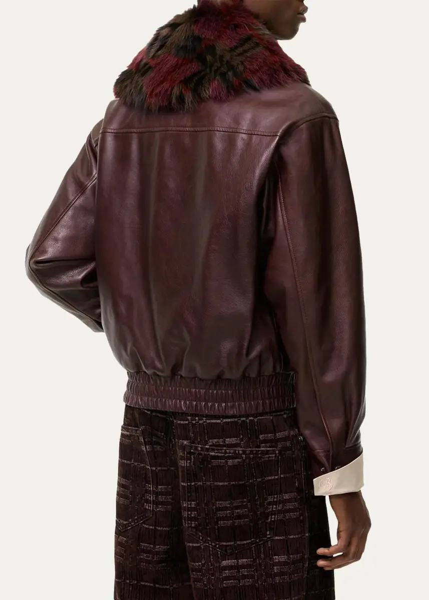 Burberry Men's Latchford Shearling-Collar Leather Jacket | Thumbnail 2