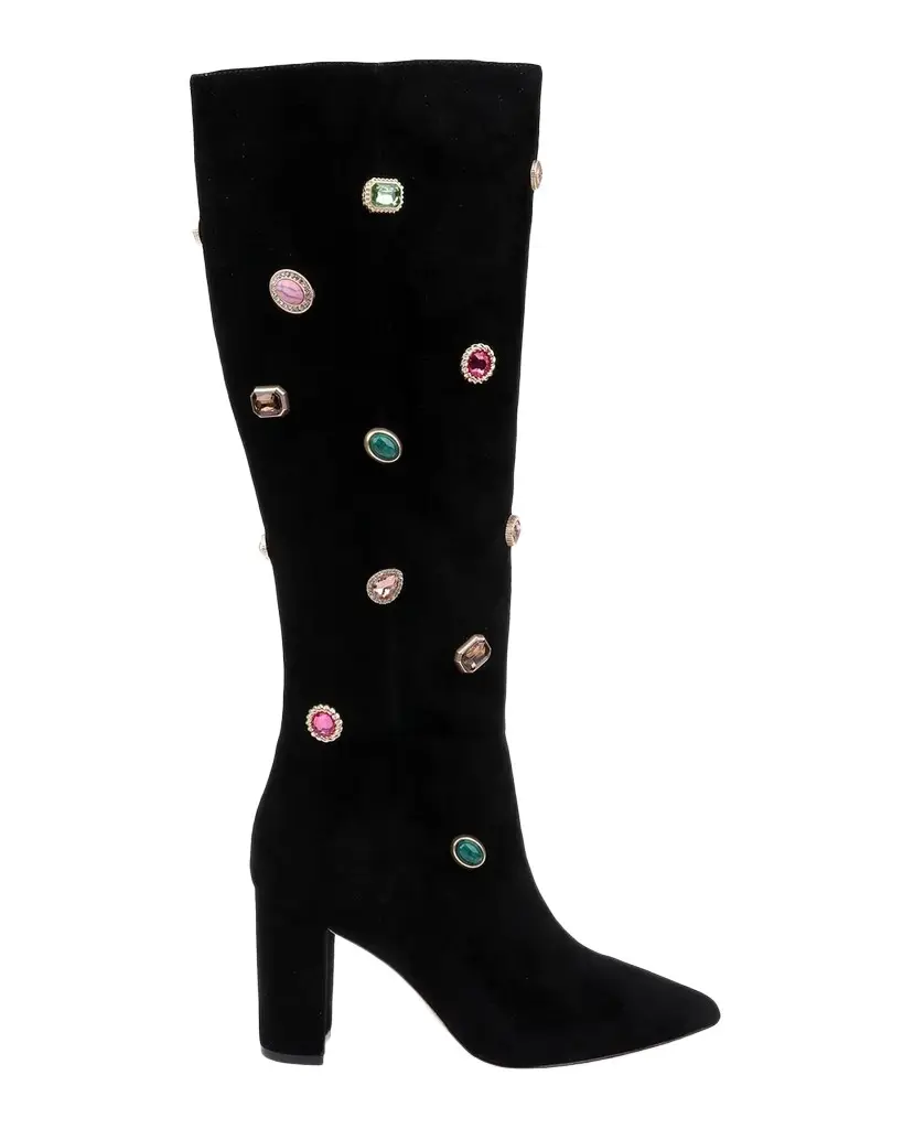 L'Agence 85mm Concourse Embellished Velvet Knee-High Boots