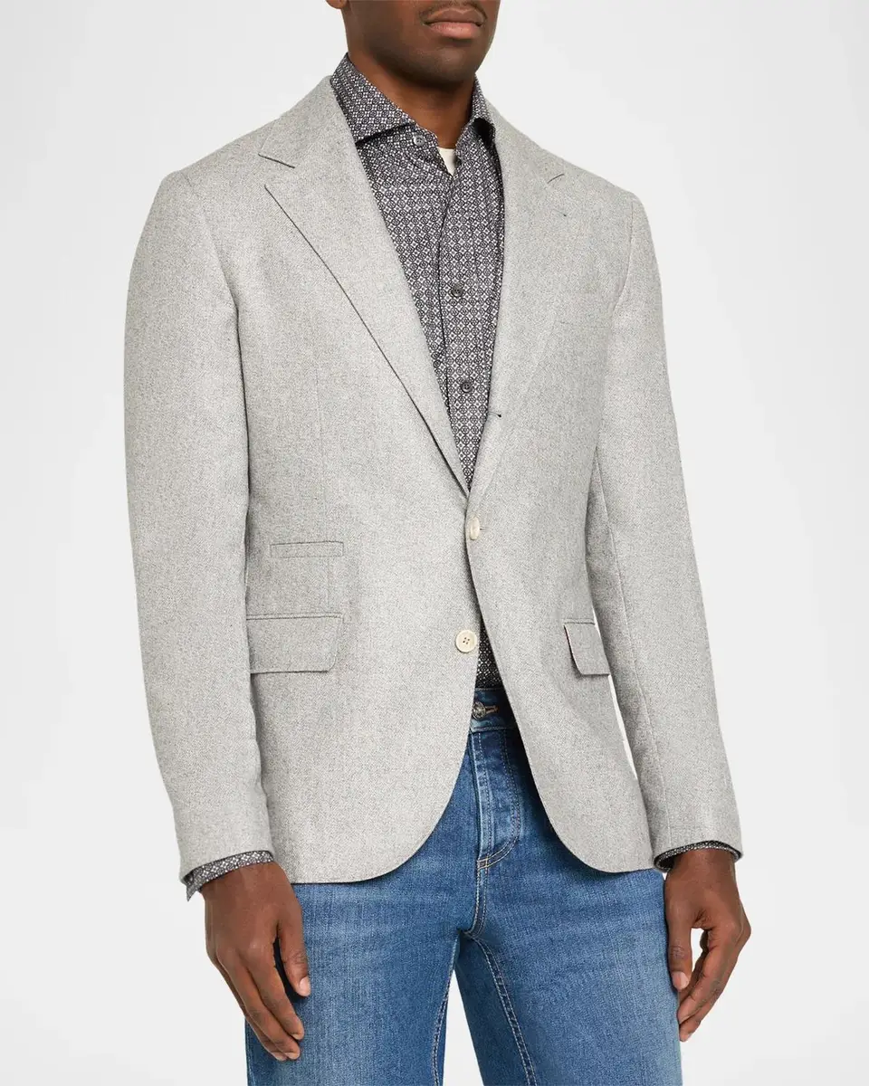 Brunello Cucinelli Overplaid Silk-Cashmere Sport Coat | Thumbnail 4 Brunello Cucinelli Overplaid Silk-Cashmere Sport Coat | Thumbnail 4