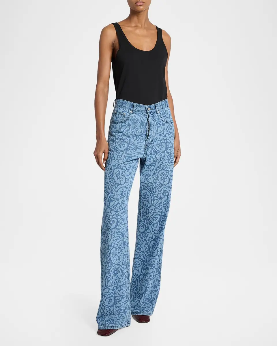 Dries Van Noten Peyton Laser-Print Denim Wide-Leg Jeans | Thumbnail 2 Dries Van Noten Peyton Laser-Print Denim Wide-Leg Jeans | Thumbnail 2