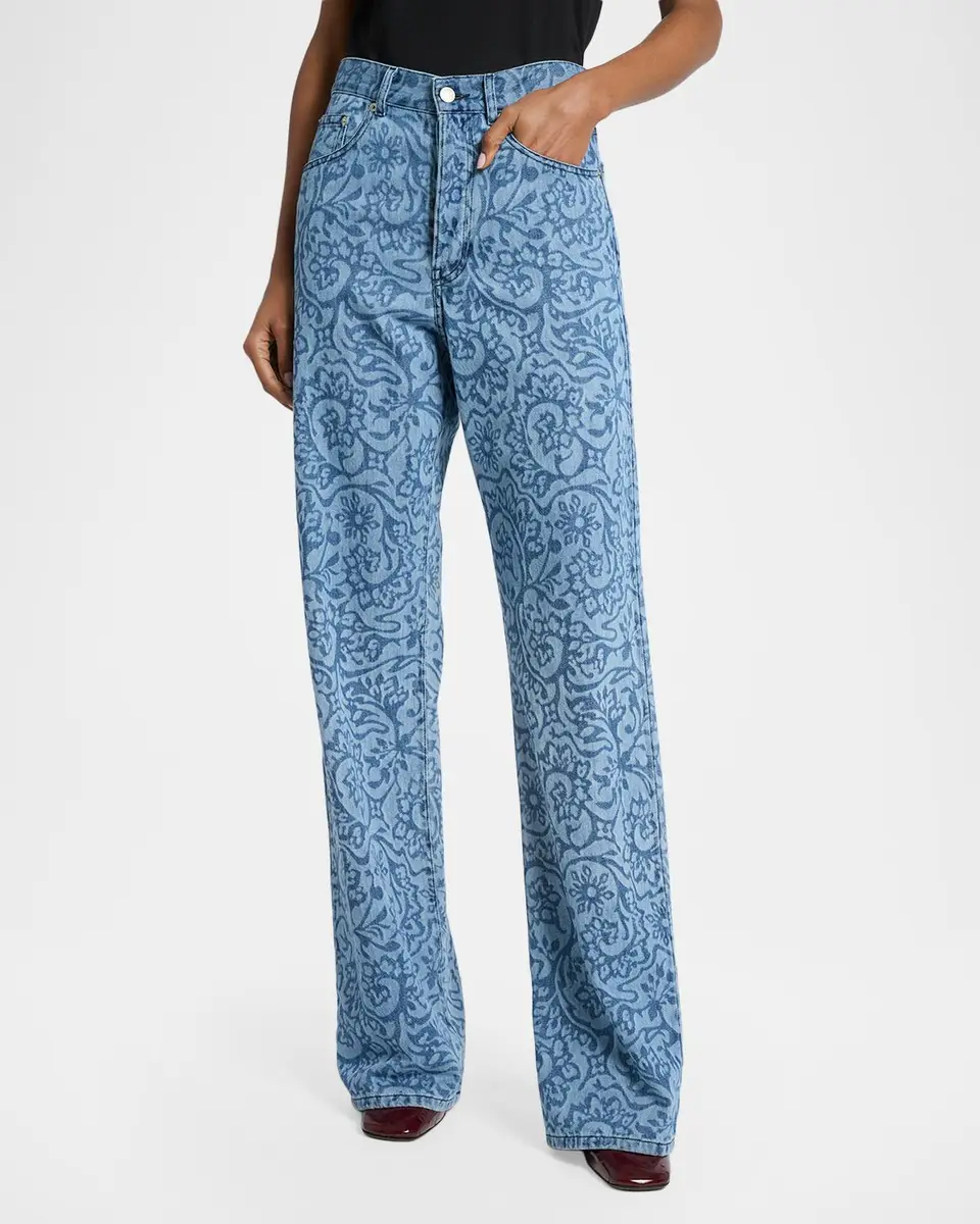 Dries Van Noten Peyton Laser-Print Denim Wide-Leg Jeans | Thumbnail 4 Dries Van Noten Peyton Laser-Print Denim Wide-Leg Jeans | Thumbnail 4