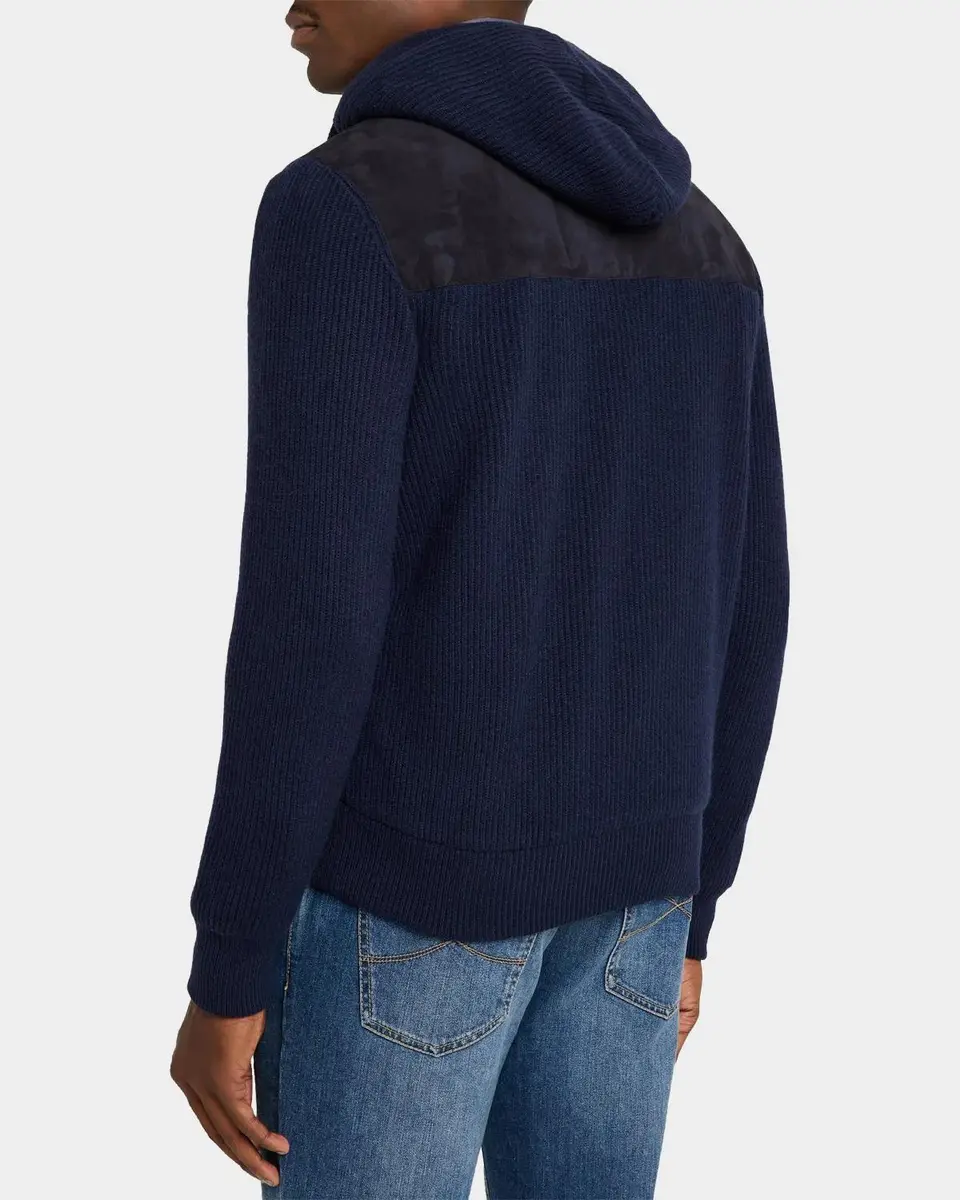 Brunello Cucinelli Men's Suede-Paneled Hooded Jacket | Thumbnail 3