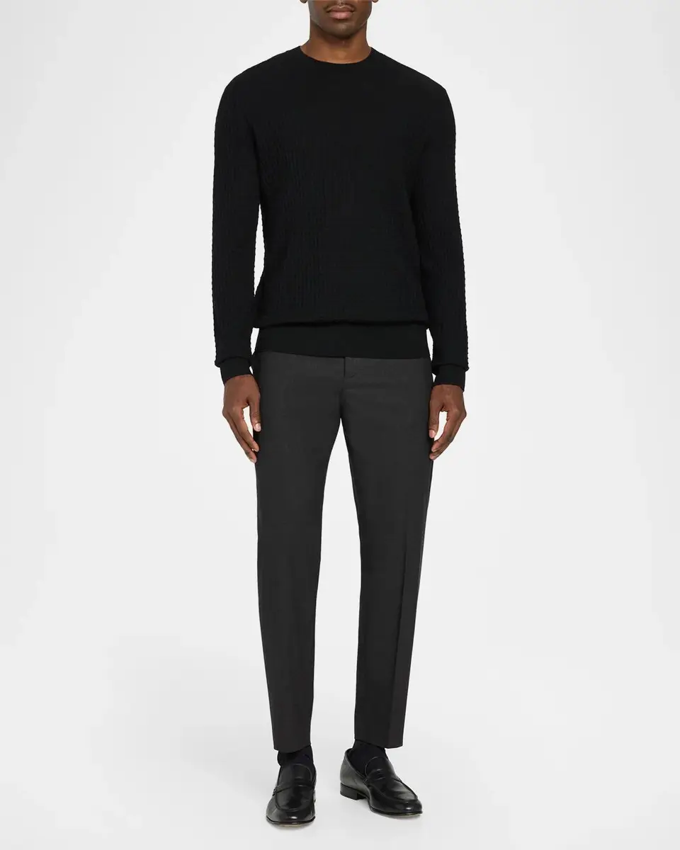 Emporio Armani Men's Textured Virgin Wool Crewneck Sweater | Thumbnail 2 Emporio Armani Men's Textured Virgin Wool Crewneck Sweater | Thumbnail 2