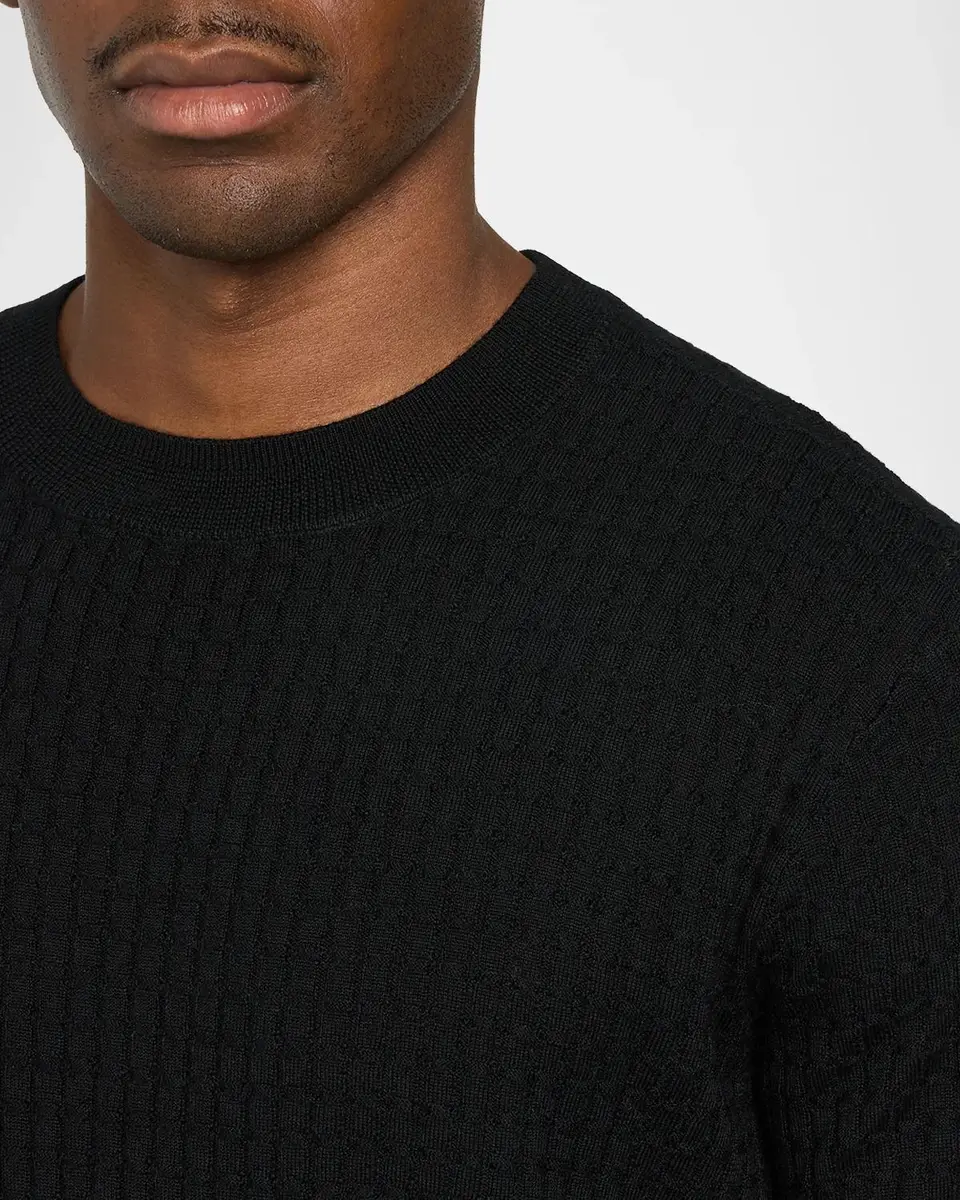 Emporio Armani Men's Textured Virgin Wool Crewneck Sweater | Thumbnail 5 Emporio Armani Men's Textured Virgin Wool Crewneck Sweater | Thumbnail 5