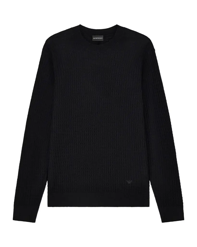 Men's Textured Virgin Wool Crewneck Sweater Men's Textured Virgin Wool Crewneck Sweater
