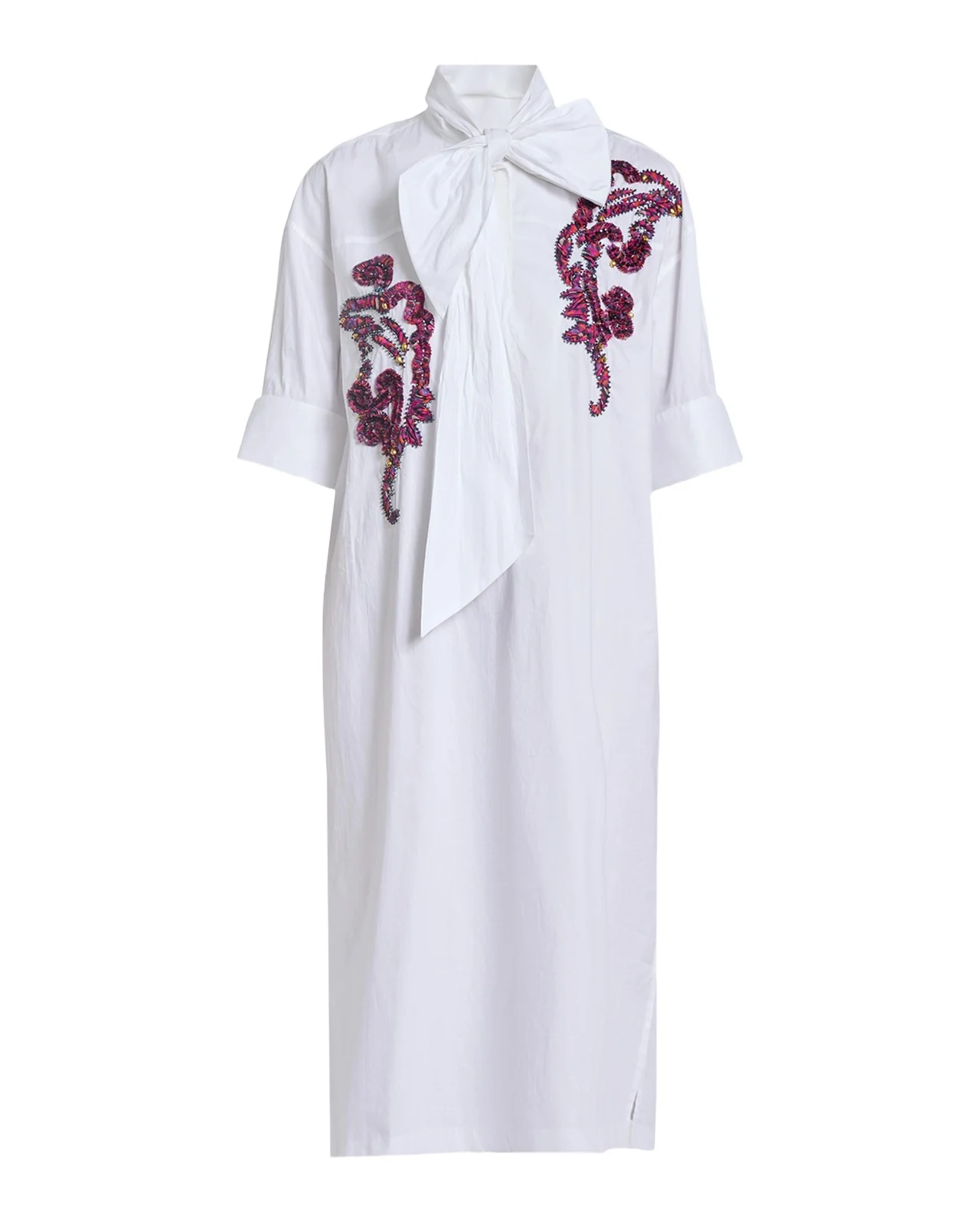 Dries Van Noten Dalma Embellished Cotton Poplin Neck-Bow Dress