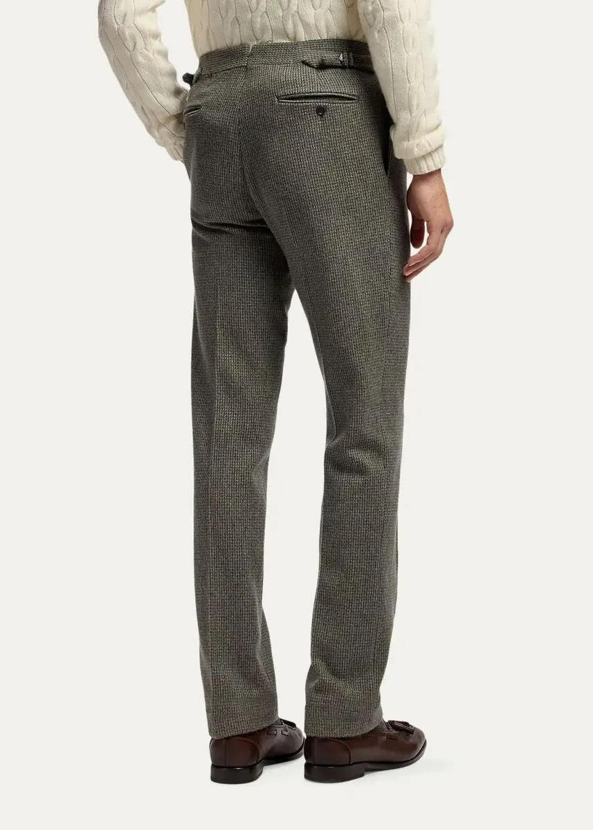 Ralph Lauren Purple Label Men's Gregory Hand-Tailored Tick-Weave Trousers | Thumbnail 3