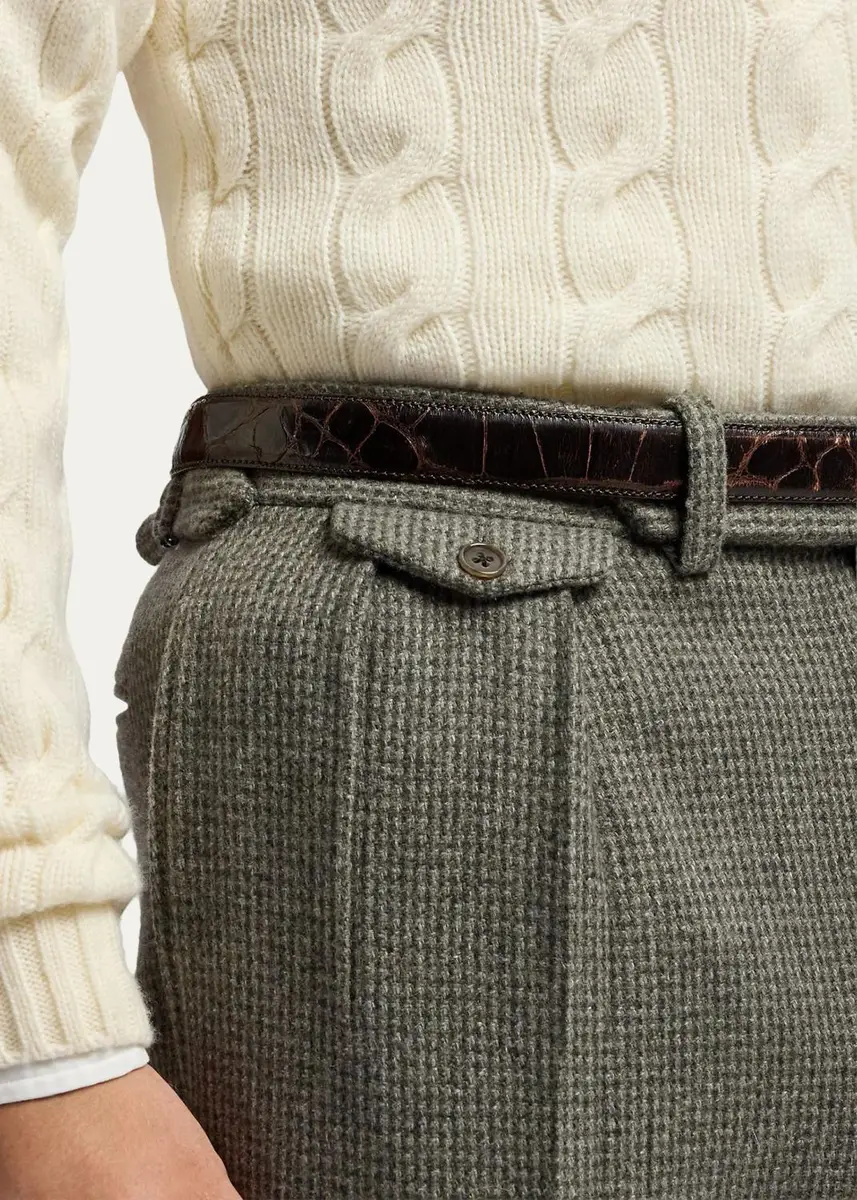 Ralph Lauren Purple Label Men's Gregory Hand-Tailored Tick-Weave Trousers | Thumbnail 5