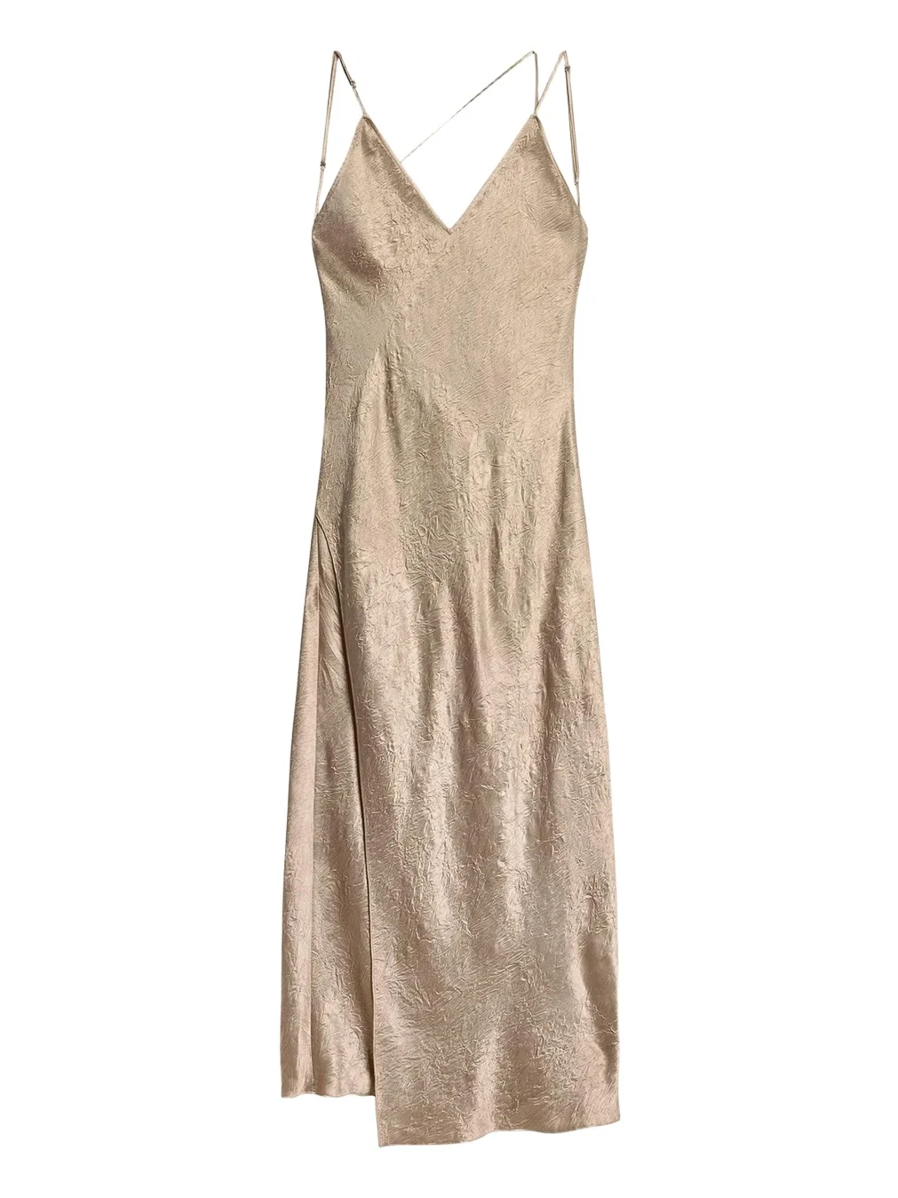 Crinkled-Effect Midi Slipdress