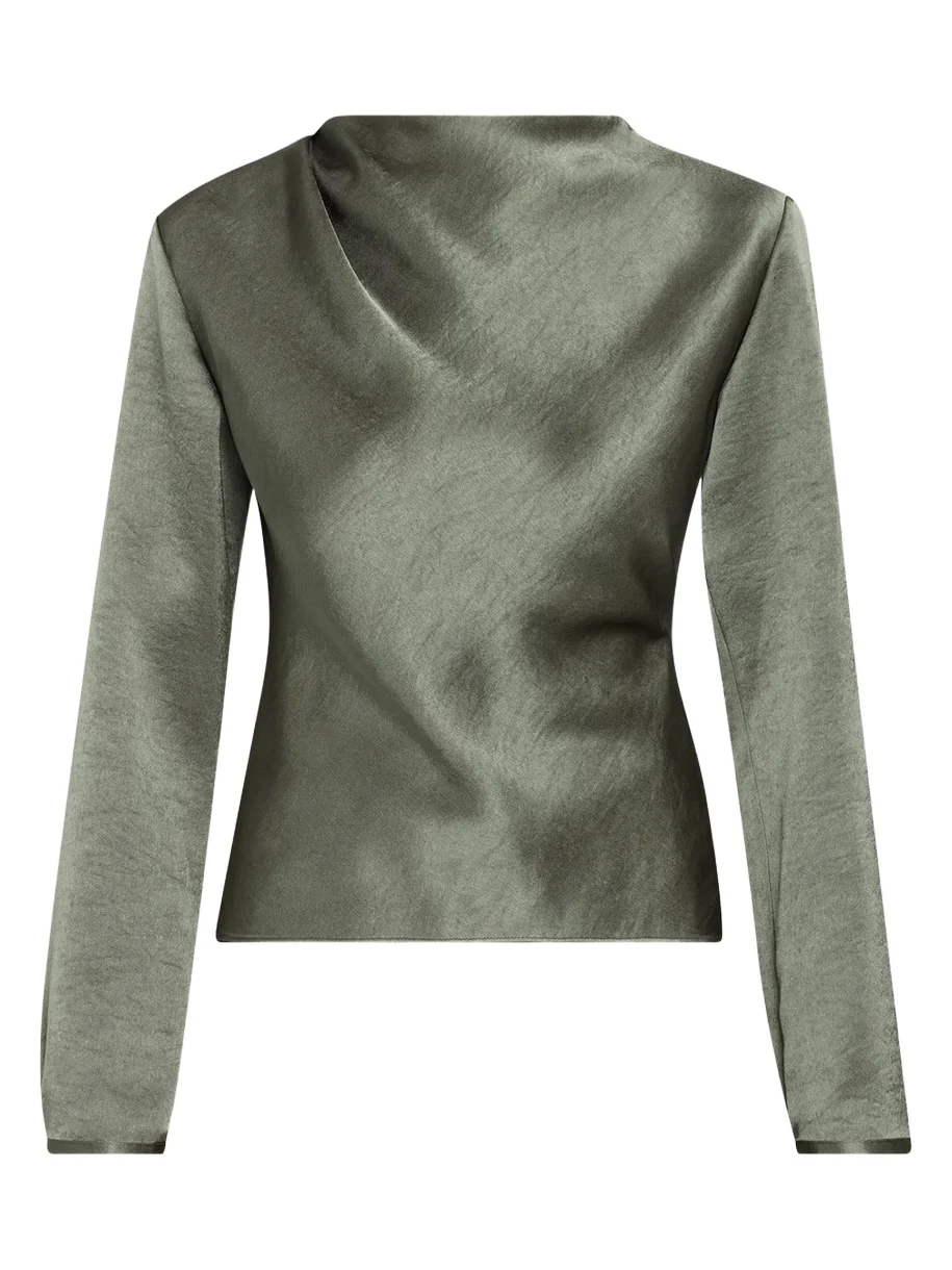 Draped Cowl-Neck Blouse