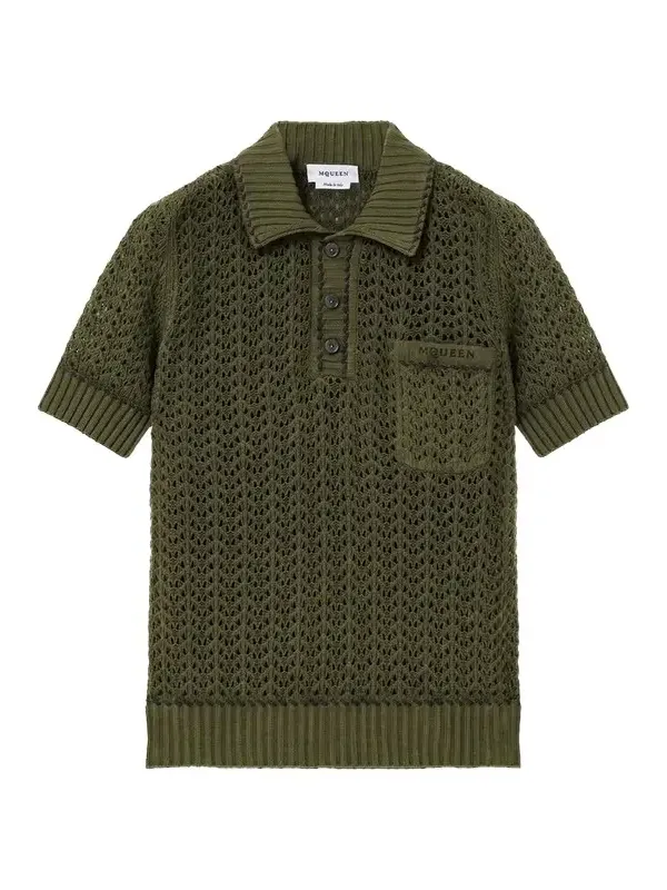Men's Cotton Crochet Pocket Polo Shirt Men's Cotton Crochet Pocket Polo Shirt