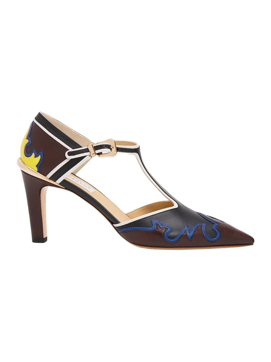 Gabriela Hearst 75mm Duna Western Leather Ankle-Strap Pumps